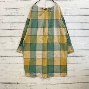 Ambery Linen-Like Check Loose Fit Flattering Spring Dress